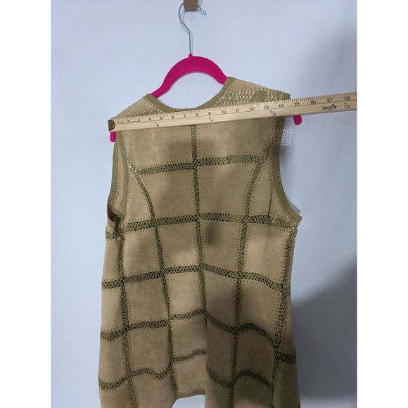 VTG Suede Lattice Tunic Vest Womens Size 8 Brown Boho Festival - Picture 7 of 8